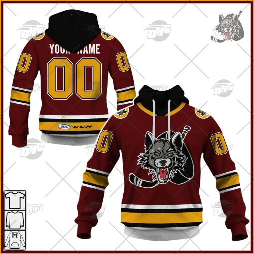 Customized AHL Chicago Wolves Premier Jersey Burgundy