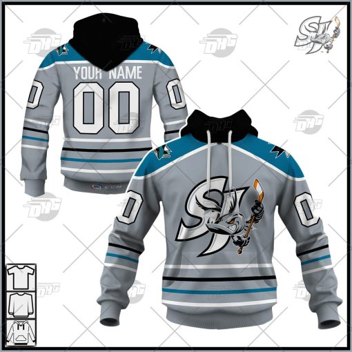Customized AHL San Jose Barracuda Premier Jersey Grey