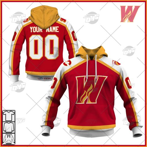 Customized AHL Calgary Wranglers Premier Jersey Red