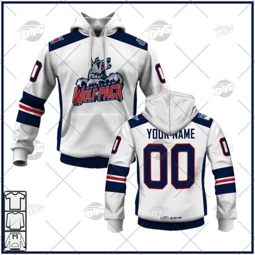 Customized AHL Hartford Wolf Pack Premier Jersey White