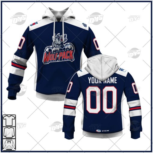Customized AHL Hartford Wolf Pack Premier Jersey Blue