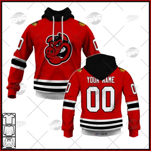 Customized AHL Rockford IceHogs Premier Jersey Red