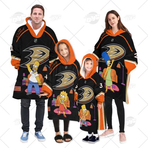 Personalized NHL Oodie Anaheim Ducks Jersey ft. The Simpsons Hoodeez For Family Best Christmas Gift Custom Gift for Fans