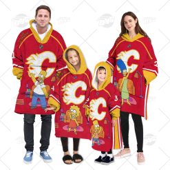 Personalized NHL Oodie Calgary Flames Jersey ft. The Simpsons Hoodeez For Family Best Christmas Gift Custom Gift for Fans