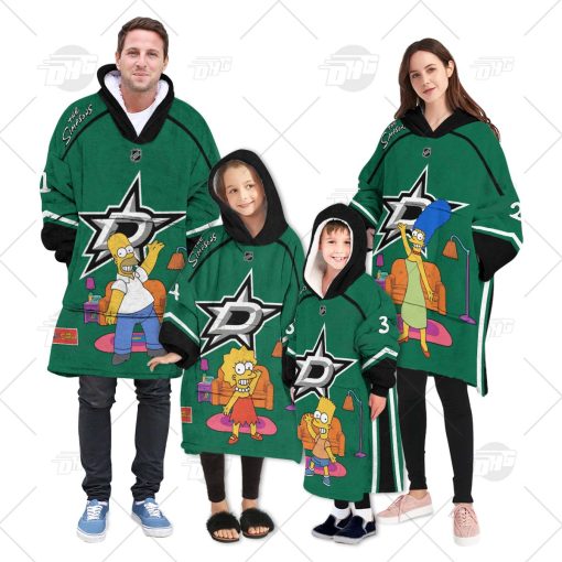 Personalized NHL Oodie Dallas Stars Jersey ft. The Simpsons Hoodeez For Family Best Christmas Gift Custom Gift for Fans