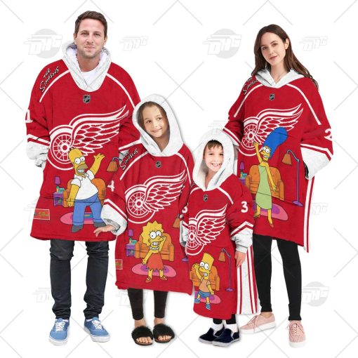 Personalized NHL Oodie Detroit Red Wings Jersey ft. The Simpsons Hoodeez For Family Best Christmas Gift Custom Gift for Fans