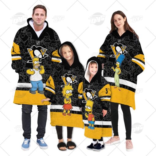 Personalized NHL Oodie Pittsburgh Penguins Jersey ft. The Simpsons Hoodeez For Family Best Christmas Gift Custom Gift for Fans