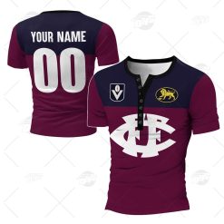 Personalised AFL Fitzroy Lions Vintage Henley Shirt Gothic T-shirt