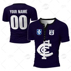 Personalised Carlton Football Club Vintage Retro AFL Henley Shirt Gothic T-shirt