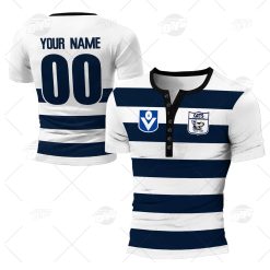 Personalised Geelong Cats Football Club Vintage Retro AFL Henley Shirt Gothic T-shirt