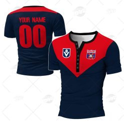 Personalized Melbourne Demons Football Club Vintage Retro AFL 90s Henley Shirt Gothic T-shirt