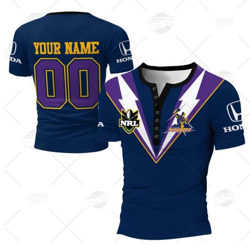 Personalised Vintage NRL Melbourne Storm 1999 Home Henley Shirt Gothic T-shirt