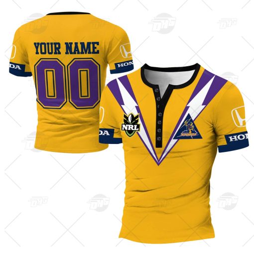 Personalised Vintage NRL Melbourne Storm 1999 Away Henley Shirt Gothic T-shirt