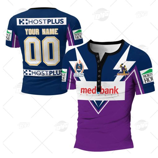 Personalised Vintage NRL Melbourne Storm 2007 Home Henley Shirt Gothic T-shirt
