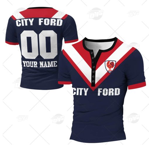 Personalised Sydney Roosters 1976 Vintage NRL / ARL Retro Henley Shirt Gothic T-shirt