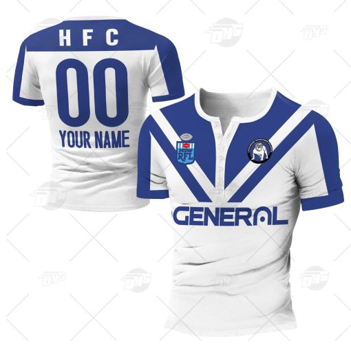 Personalised NRL Canterbury Bankstown Bulldogs 1984 Vintage Retro Henley Shirt Gothic T-shirt