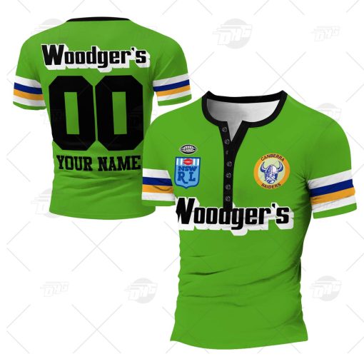 Personalised Canberra Raiders 1989 Woodgers ARL/NRL Vintage Retro Heritage Henley Shirt Gothic T-shirt