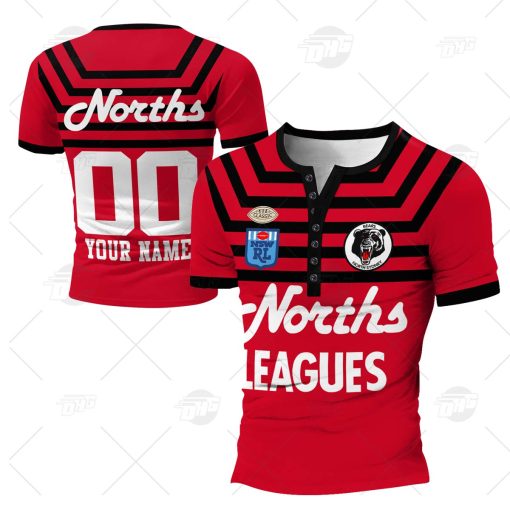 Personalised North Sydney Bears 1991 ARL/NRL Vintage Retro Henley Shirt Gothic T-shirt