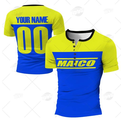 Vintage Style Blue Maico Motocross Jersey MX Enduro AHRMA motorcycle Henley Shirt Gothic T-Shirt