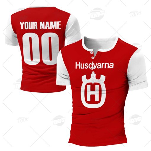 Vintage Style Red Husqvarna Motocross Jersey MX Enduro AHRMA motorcycle Henley Shirt Gothic T-Shirt