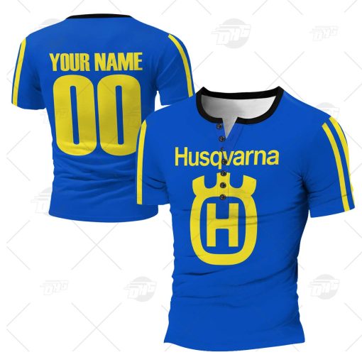 Vintage Style Husqvarna Motocross Jersey MX Enduro AHRMA Husky motorcycle dirt bike Henley Shirt Gothic T-Shirt
