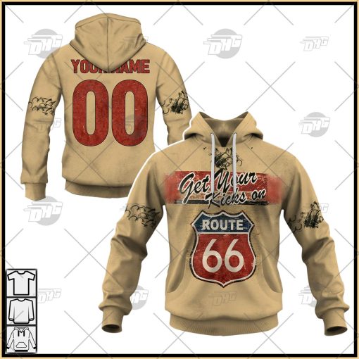 Personalized American Road Route 66 Vintage Retro Motor Racing Oil T-shirt Long Hoodie Zip