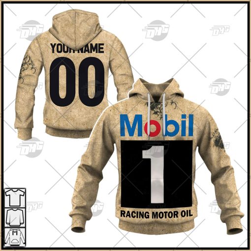 Personalized MOBIL 1 Racing Vintage Retro Motor Oil T-shirt Long Hoodie Zip
