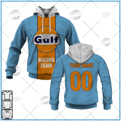 Personalized Gulf Racing Team Vintage Retro Motor Oil T-shirt Long Hoodie Zip