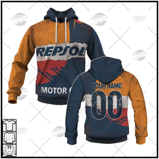 Personalized REPSOL Motor Oil Vintage Retro Motor Oil T-shirt Long Hoodie Zip