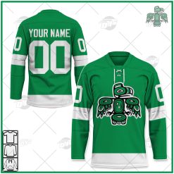 Personalize Vintage AHL Seattle Totems green 1970 hockey Retro Jersey