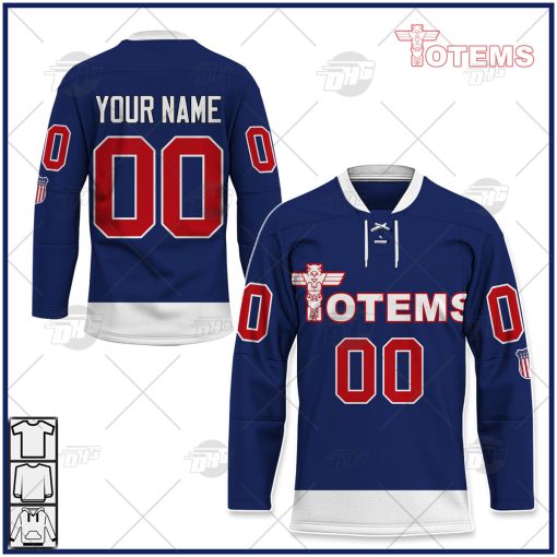 Personalize Vintage AHL SEATTLE TOTEMS 1960 blue hockey Retro Jersey