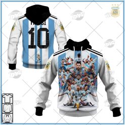 GOAT M10 Leonel Messi Argentina Jersey Celebrate Champion World Cup 2022 Jersey Hoodie Long Sleeve T-shirt