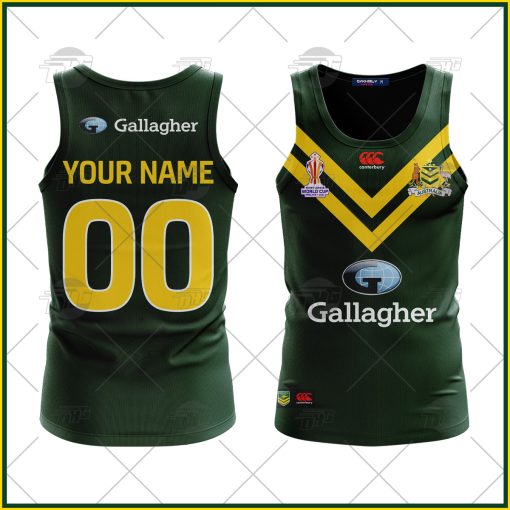 Personalise Australian Kangaroos Rugby League World Cup Jersey 2022 Tank Top
