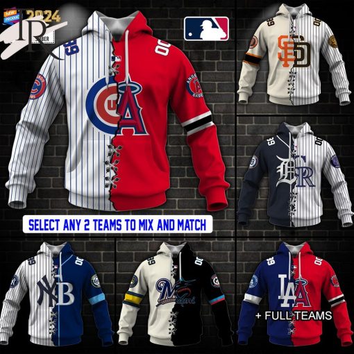 Mix 2 Team MLB Half and Half Jerseys Hoodies T shirts