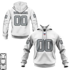 Custom Las Vegas Raiders White and Sliver Hoodie and T-shirt