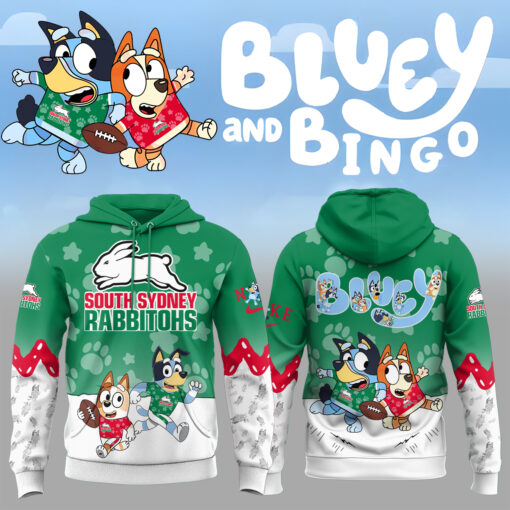 NRL South Sydney Rabbitohs Mixed Bluey and Bingo Hoodie T-shirt