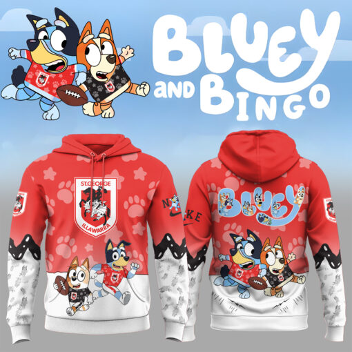NRL St. George Illawarra Dragons Mixed Bluey and Bingo Hoodie T-shirt