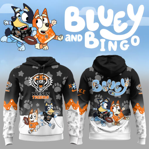 NRL Wests Tigers Mixed Bluey and Bingo Hoodie T-shirt