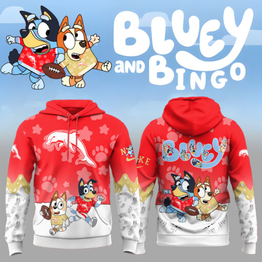 NRL Dolphins Mixed Bluey and Bingo Hoodie T-shirt