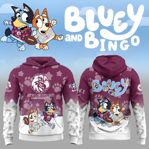 NRL Manly Warringah Sea Eagles Mixed Bluey and Bingo Hoodie T-shirt