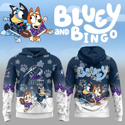 NRL Melbourne Storm Mixed Bluey and Bingo Hoodie T-shirt